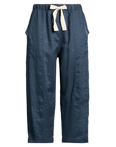 Ottod'ame Woman Pants Navy Size 10 Linen In Blue