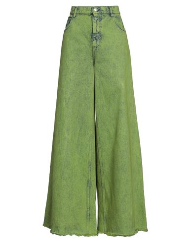 Marni Woman Jeans Green Size 10 Cotton, Calfskin