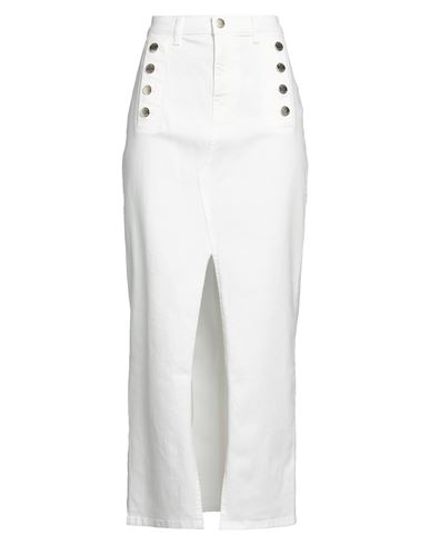 Vicolo Woman Denim Skirt White Size S Cotton, Elastane In White