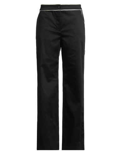 Access Fashion Woman Pants Black Size L Cotton, Elastane In Black