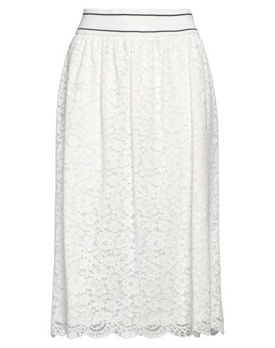 Boutique Moschino Woman Midi Skirt White Size 12 Cotton, Polyamide, Viscose, Elastane