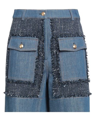 Shop Boutique Moschino Woman Denim Shorts Blue Size 12 Cotton, Viscose, Polyamide