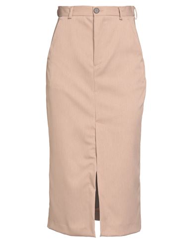 Vicolo Woman Midi Skirt Beige Size L Polyester, Elastane In Neutral