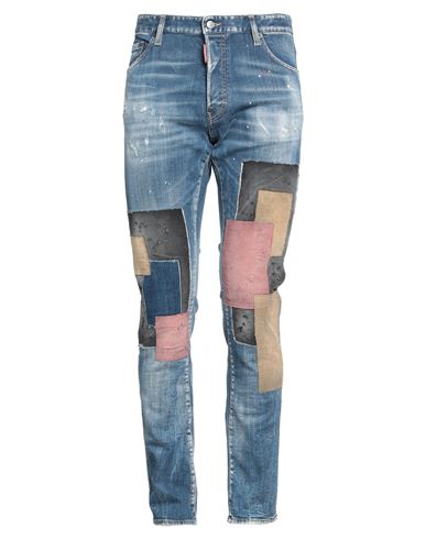 Dsquared2 Man Jeans Blue Size 36 Cotton, Elastane, Calfskin In Blue