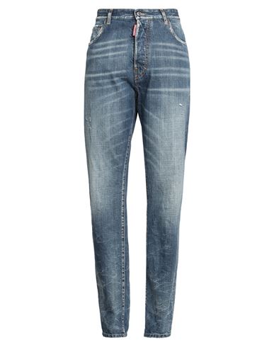 Dsquared2 Woman Jeans Blue Size 8 Cotton, Cow Leather In Blue
