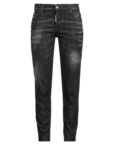 Shop Dsquared2 Woman Jeans Charcoal Size 6 Cotton, Elastane, Calfskin In Grey