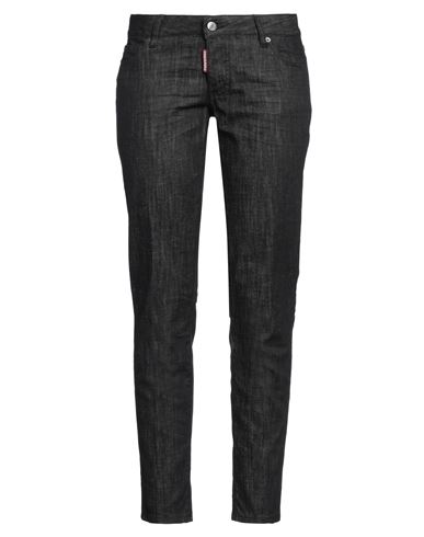 Dsquared2 Woman Jeans Black Size 10 Cotton, Elastane, Calfskin In Black