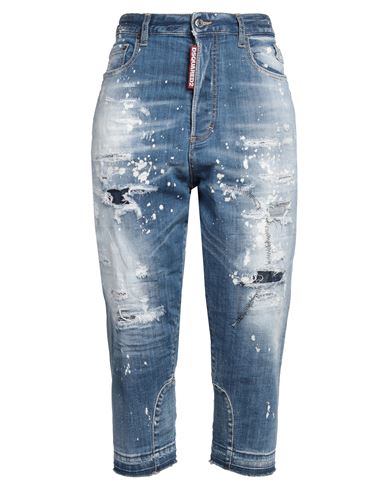 Dsquared2 Woman Jeans Blue Size 8 Cotton, Elastane, Cow Leather In Blue