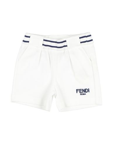 Fendi Logo-embroidered Cotton Shorts In White
