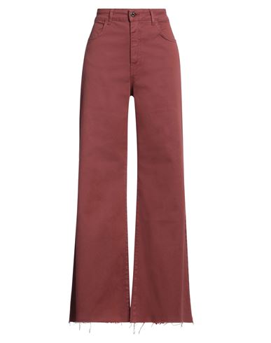 Soallure Woman Pants Brick Size 8 Cotton, Elastane In Red