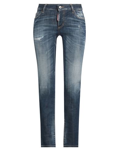 Dsquared2 Woman Jeans Blue Size 8 Cotton, Elastane, Calfskin In Blue