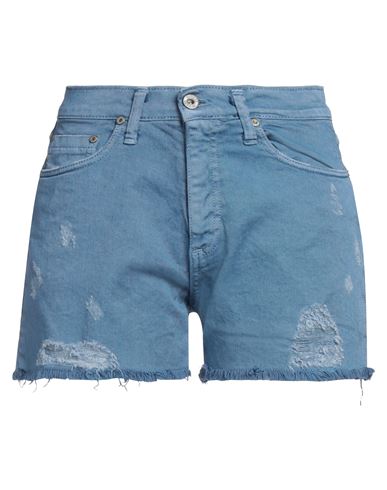 Please Woman Denim Shorts Blue Size S Cotton, Elastane In Blue