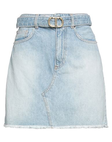 Twinset Woman Denim Skirt Blue Size 12 Cotton In Blue