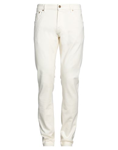 Pt Torino Man Jeans Cream Size 35 Cotton, Lyocell, Elastane In White