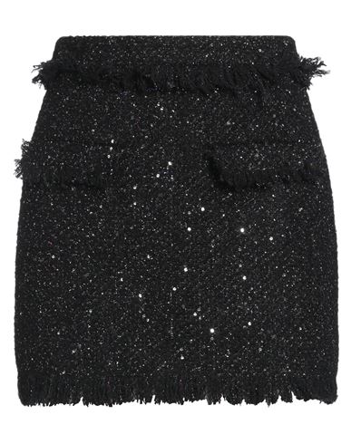 Msgm Black Mini-skirt With Multicolor Sequins In Fringed Fabric Woman In Black