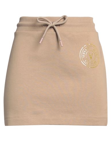 Shop Versace Jeans Couture Woman Mini Skirt Camel Size S Cotton, Elastane In Beige