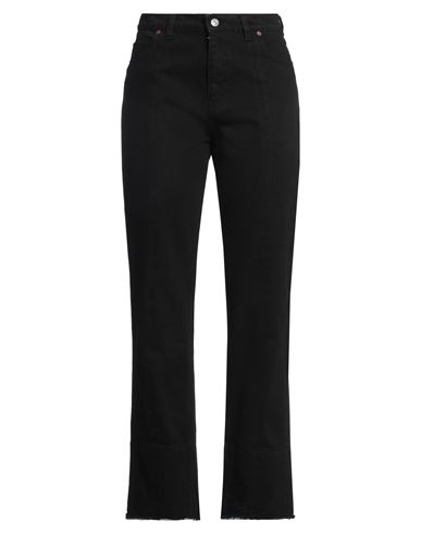 VICTORIA BECKHAM VICTORIA BECKHAM WOMAN JEANS BLACK SIZE 30 ORGANIC COTTON, BRASS, LEATHER 
