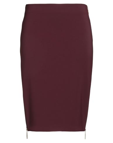 Elisabetta Franchi Woman Midi Skirt Burgundy Size 12 Polyester, Elastane