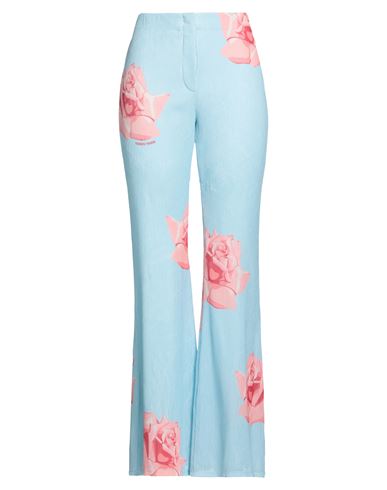 Kenzo Flared Rose Print Trousers In Blue