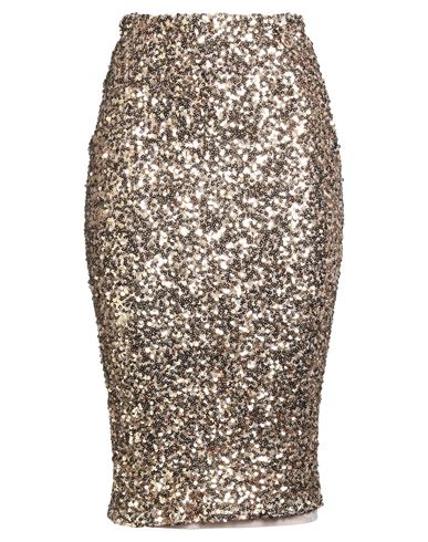 GAELLE PARIS GAËLLE PARIS WOMAN MIDI SKIRT GOLD SIZE 8 POLYESTER, ELASTANE 