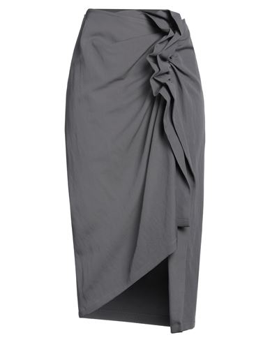 Shop Dries Van Noten Woman Midi Skirt Lead Size 10 Wool, Paper Yarn, Polyamide In Grey