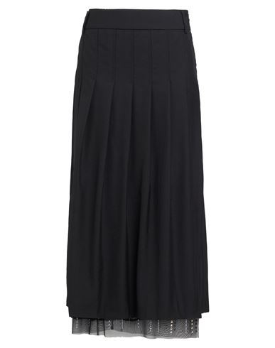 Erika Cavallini Woman Midi Skirt Black Size 6 Virgin Wool