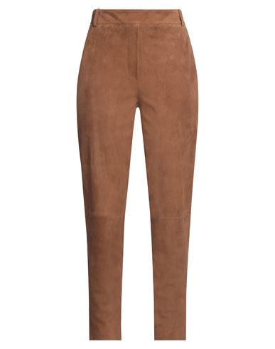 Kiltie Woman Pants Brown Size 4 Goat Skin In Brown
