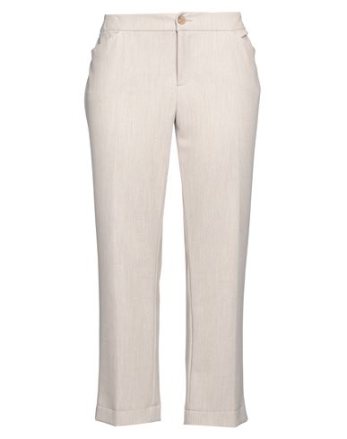 Xandres Gold Woman Pants Beige Size 22 Polyester, Viscose, Wool, Elastane
