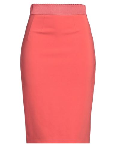 Elisabetta Franchi Woman Midi Skirt Coral Size 4 Polyester, Elastane, Rubber In Red