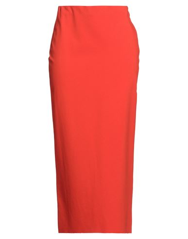 Meimeij Woman Midi Skirt Tomato Red Size 8 Viscose, Polyamide, Elastane In Orange
