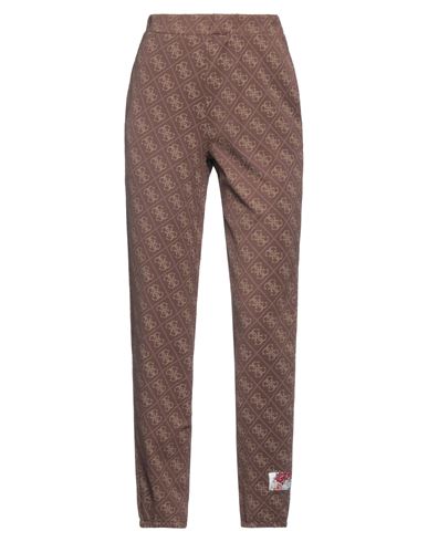 Guess X Brandalised Woman Pants Brown Size M Cotton, Polyester, Elastane