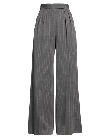 Max Mara First Shearing Wool Striped Casual Pants In Gray