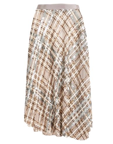 Elisabetta Franchi Woman Midi Skirt Taupe Size 4 Polyamide, Plastic