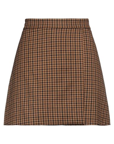 Ottod'ame Woman Mini Skirt Camel Size 10 Polyethylene, Viscose, Elastane In Beige