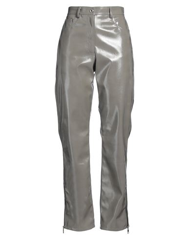 Msgm Woman Pants Grey Size 6 Polyester, Polyurethane In Gray