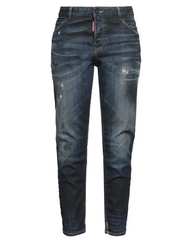 Dsquared2 Woman Jeans Blue Size 0 Cotton, Elastane, Cow Leather