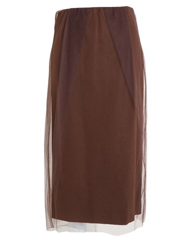 Meimeij Woman Midi Skirt Chocolate Brown Size 6 Viscose, Polyamide, Elastane In Brown