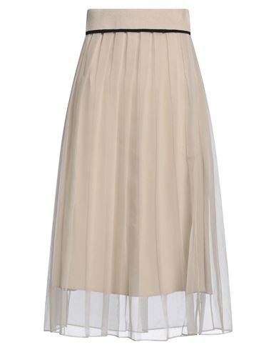 Brunello Cucinelli Woman Midi Skirt Beige Size 10 Silk, Cotton, Polyester, Polyamide In Beige