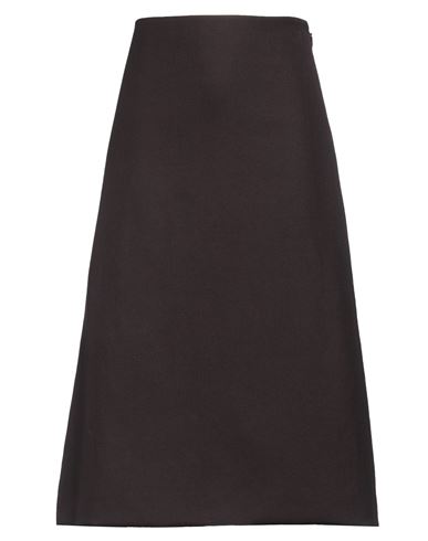 Fendi Woman Midi Skirt Dark Brown Size 8 Virgin Wool