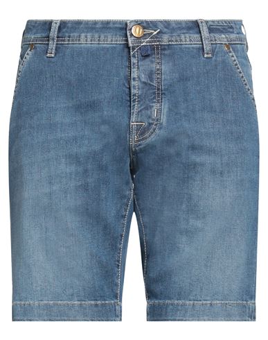 Shop Jacob Cohёn Man Denim Shorts Blue Size 34 Cotton, Linen, Elastane, Polyester