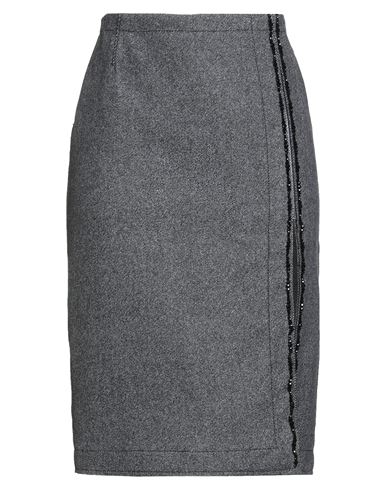 N°21 Woman Midi Skirt Charcoal Size 8 Wool, Polyamide, Elastane, Glass, Polyester