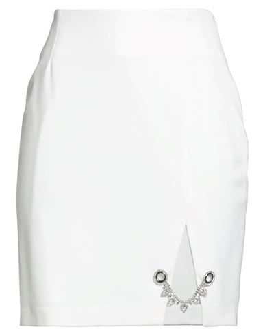 GAELLE PARIS GAËLLE PARIS WOMAN MINI SKIRT OFF WHITE SIZE 6 VISCOSE, POLYAMIDE, ELASTANE 