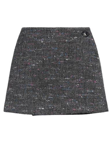 Ganni Woman Mini Skirt Grey Size 10/12 Recycled Wool, Polyamide, Viscose