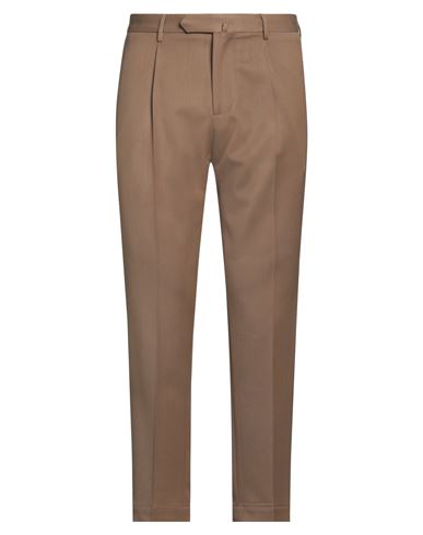 Santaniello Man Pants Brown Size 36 Polyester, Wool, Elastane In Brown