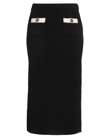 Alessandra Rich Woman Midi Skirt Black Size 8 Alpaca Wool, Polyamide, Virgin Wool In Black