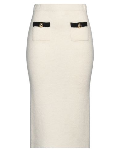Alessandra Rich Woman Midi Skirt Off White Size 4 Alpaca Wool, Polyamide, Virgin Wool In Neutral
