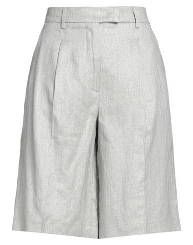Seventy Venezia Woman Shorts & Bermuda Shorts Light Grey Size 6 Linen, Viscose, Polyester, Polyamide In Gray
