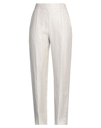 Agnona Woman Pants Light Grey Size 12 Linen