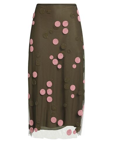 Fendi Woman Midi Skirt Military Green Size 4 Polyamide In Green