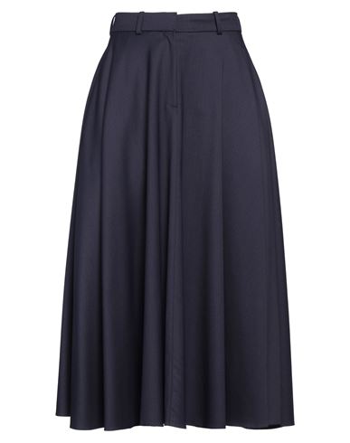 Elisabetta Franchi Woman Midi Skirt Midnight Blue Size 12 Polyester, Virgin Wool, Elastane